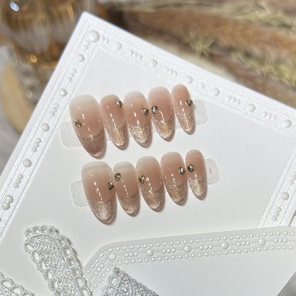 Eleganter Glitter-Akzent Press-On Nagel Set Brehn