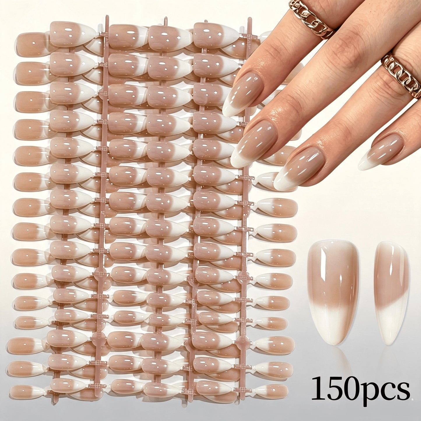 Elegante Gradient French Tip Press-On Nails Brehn