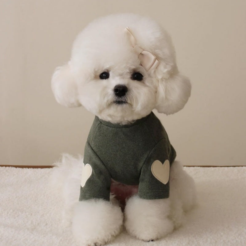 Pet Mock-Neck Rippstrickpullover mit Herz El Patches