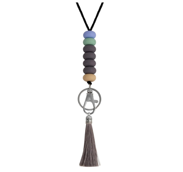 Bunter Perlen-Schlüsselanhänger Lanyard mit Quaste Brehn