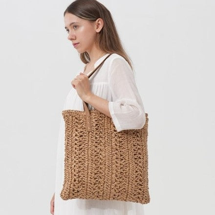 Handgewebte Strandtasche mit Geflochtenem Muster Brehn