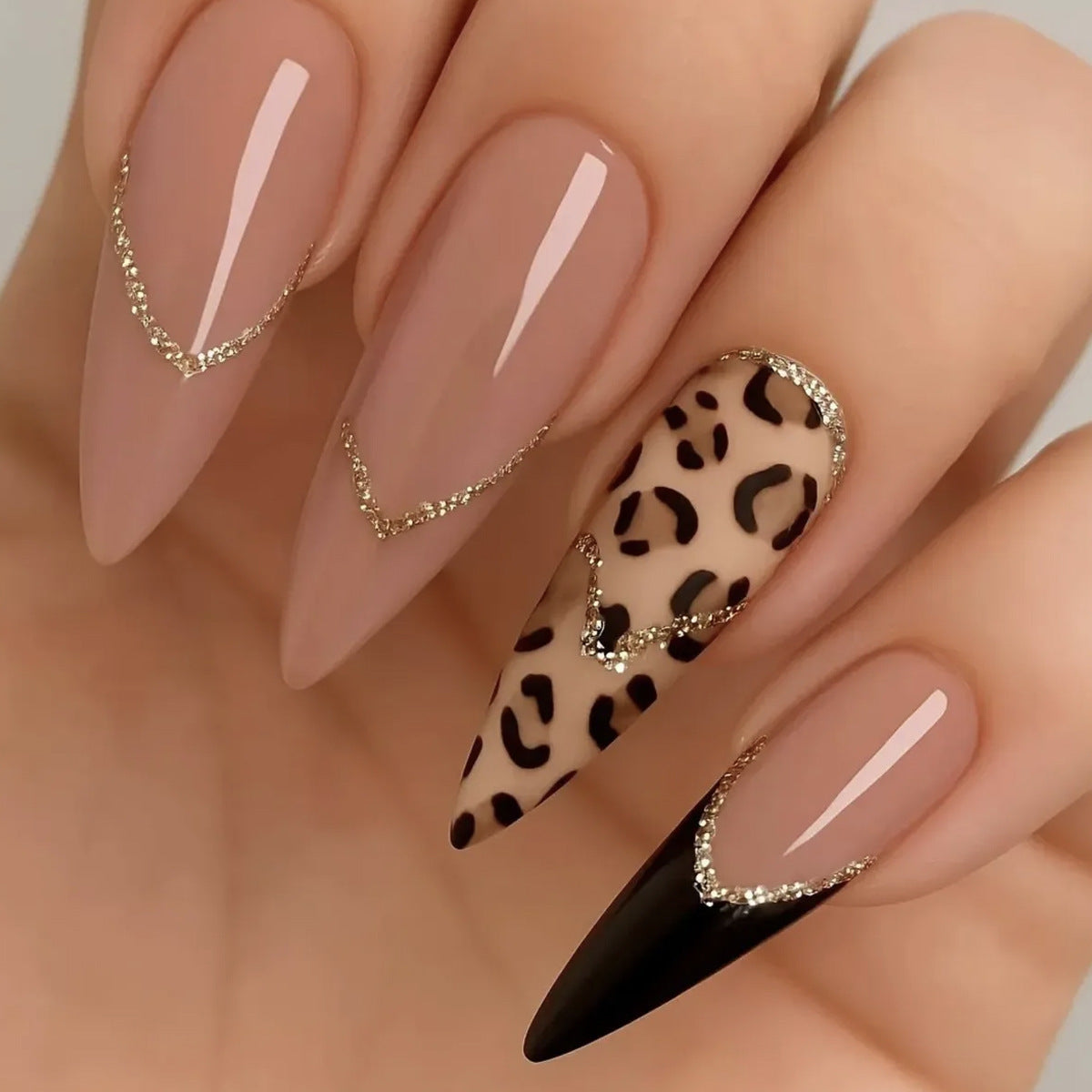 Elegant Leopard Print Stiletto Nagel Kunst Erweiterungen Brehn