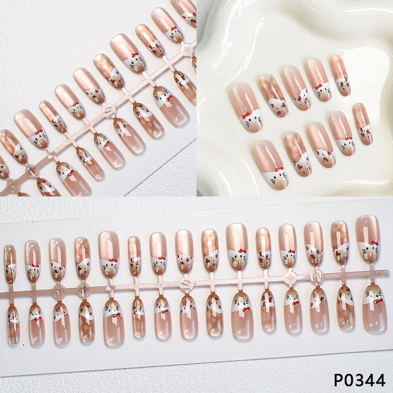 Verspieltes Tierdruck Press-On Nagelset Brehn