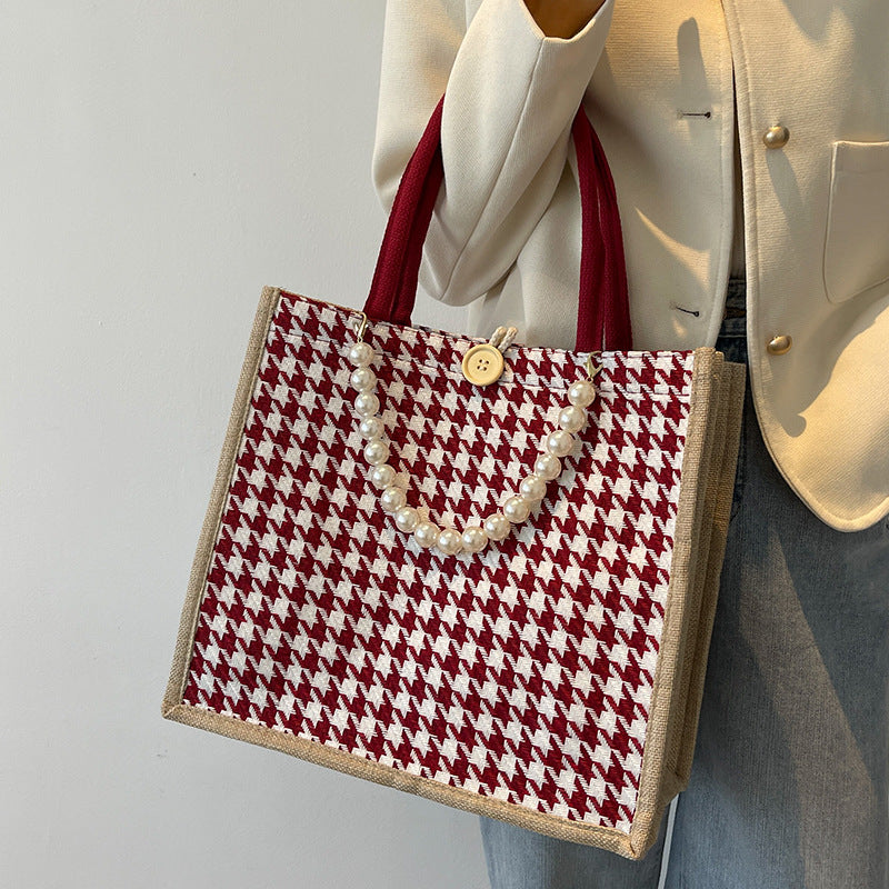 Hahnentritt-Muster Tote-Bag