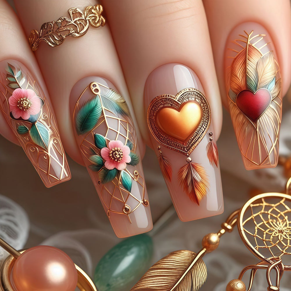 Kreative Kunstnägel mit floralem und romantischem Design Brehn