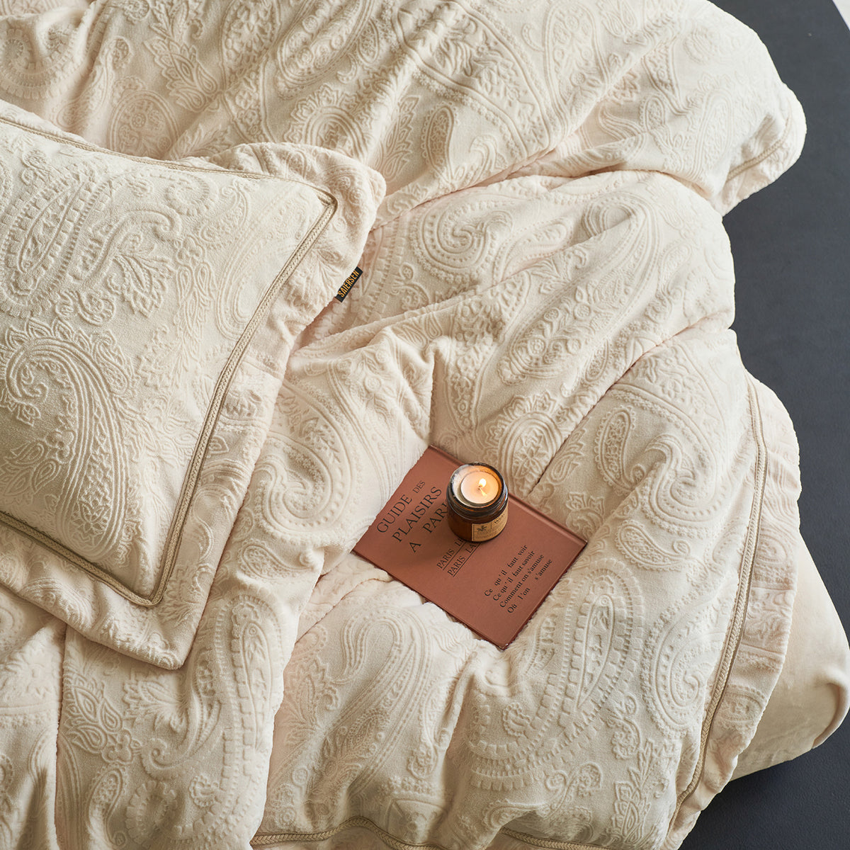 Gestepptes Paisley-Bettwäsche-Set aus Baumwollsatin mit Soft‑Touch‑Finish