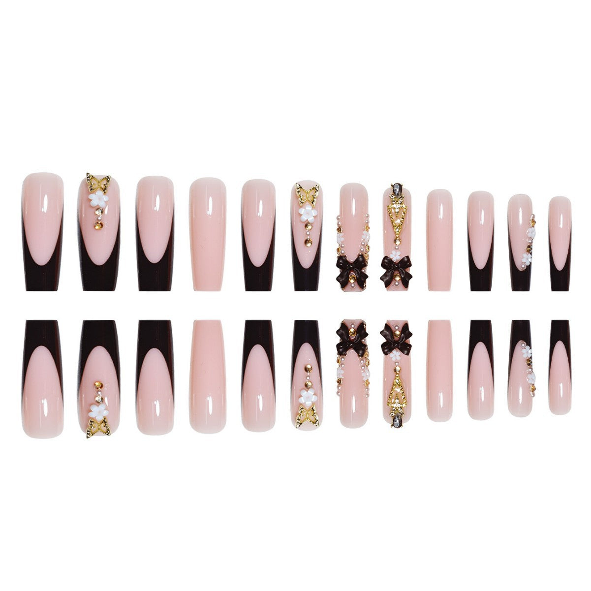 Luxuriöse 3D-Blumen Press-On Nagelkunst Brehn