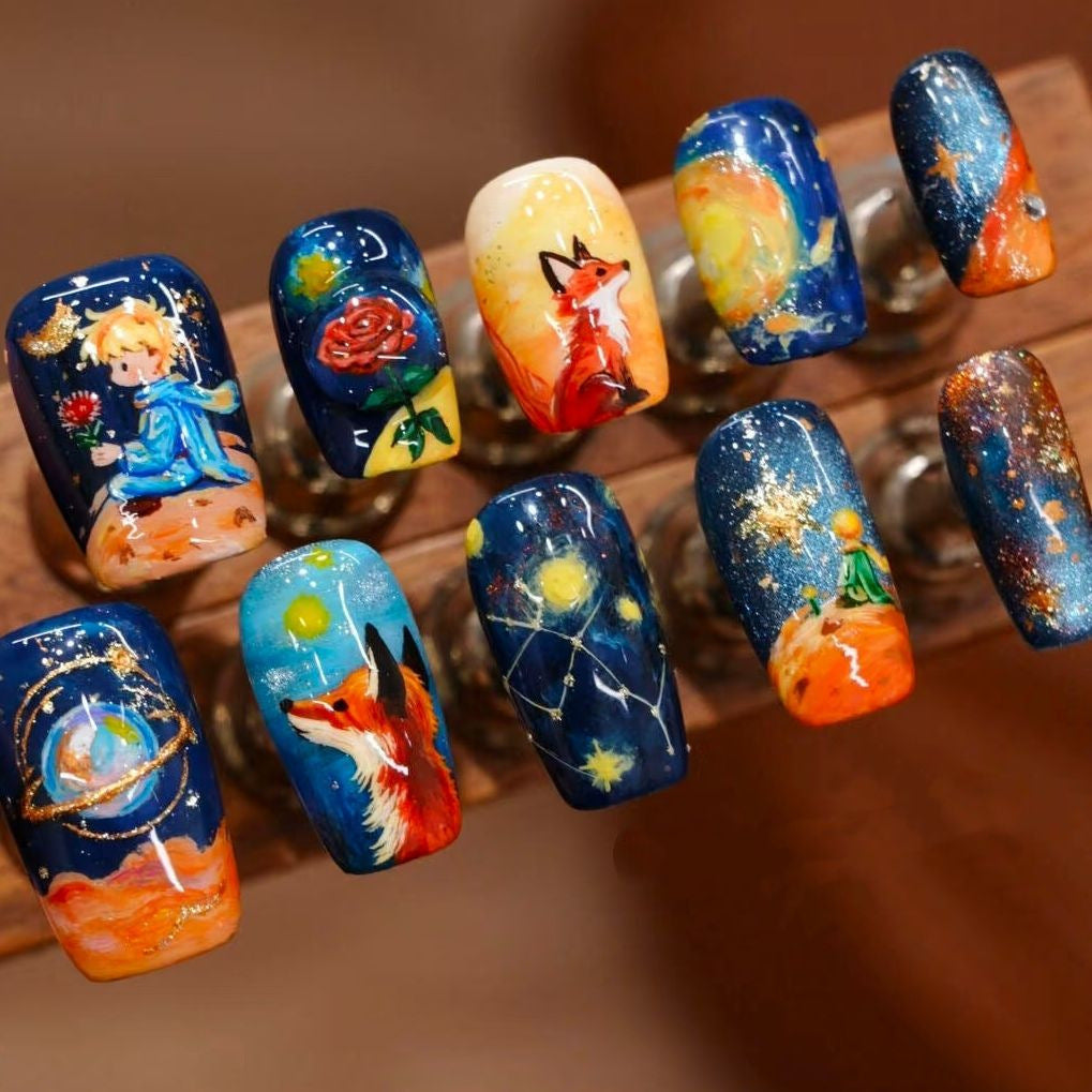 Künstlerische Sternenklare Nacht Press-On Nagelkunst Brehn