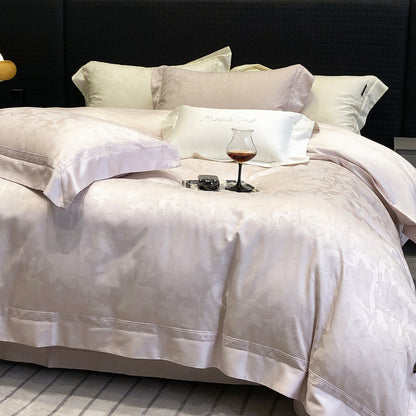 Premium-Baumwollsatin-Bettwäschegarnitur mit strukturierter Matelassé-Bordüre und Hotelverschluss