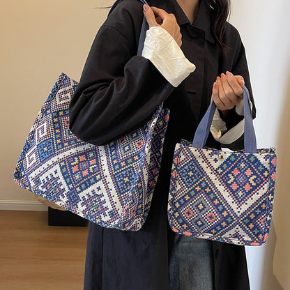 Handgefertigte geometrisch gemusterte Tote Bag