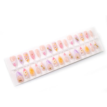 Blumenmuster Acryl Press-On Nagelset Brehn