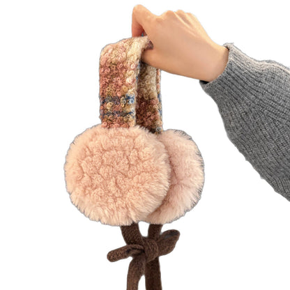 Plüschlockige Kunstfell-Runde Ohrenwärmer mit gemustertem Strickband Brehn