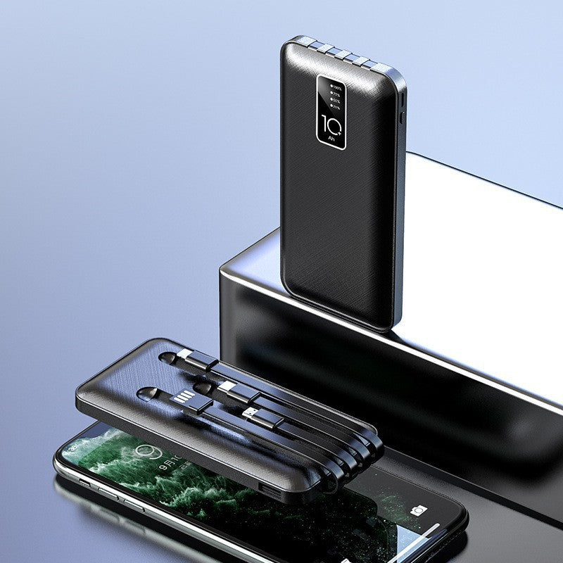 Tragbare Powerbank mit Integrierten Ladekabeln und Digitaler Ladestandanzeige Brehn