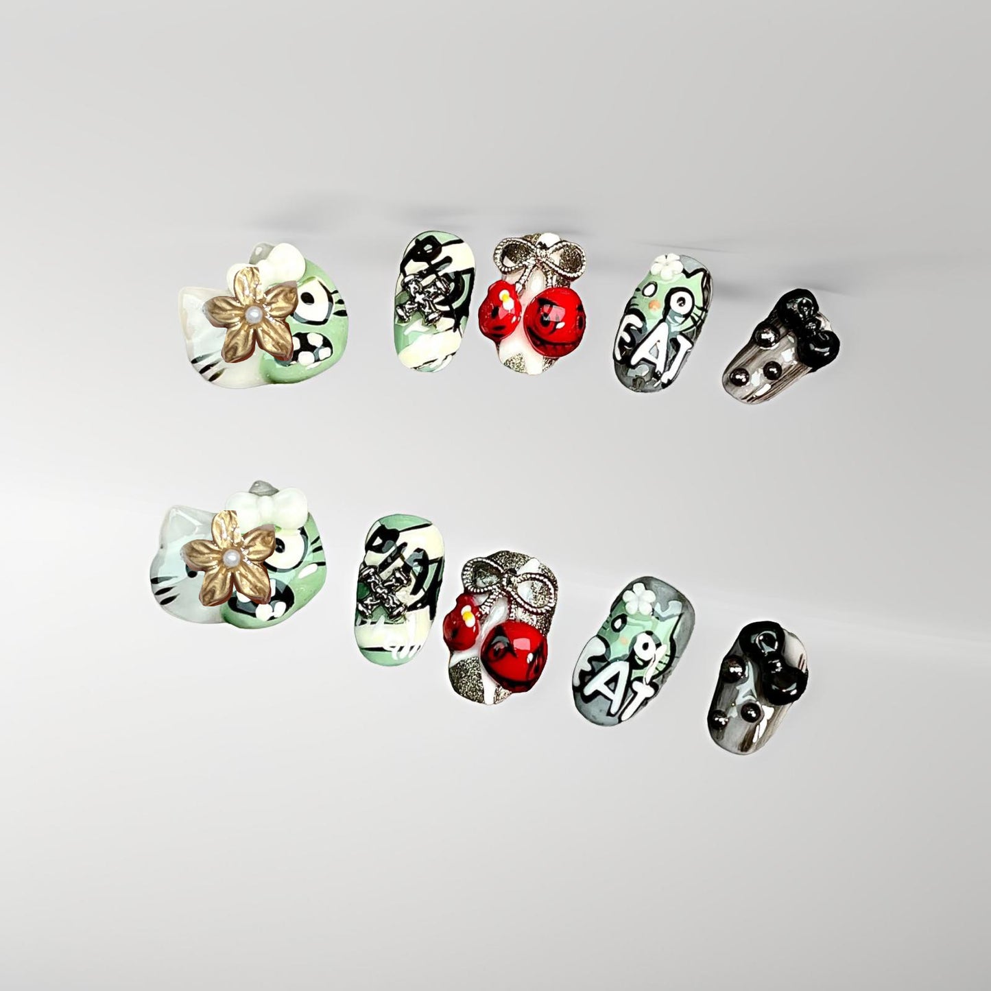 Verspieltes Charakterdesign Press-On Nagelkunstset Brehn