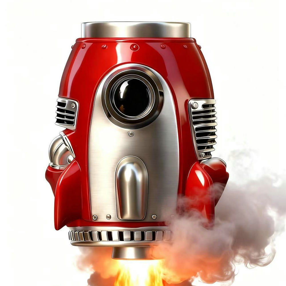 Kreativer Retro-Raketen Kaffeebecher Brehn
