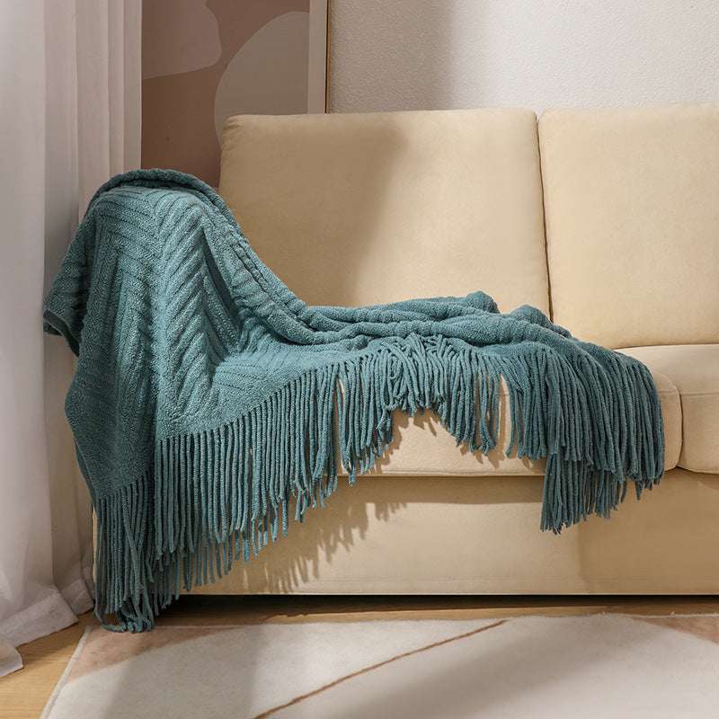 Gemütliche Strickfransen-Decke Brehn