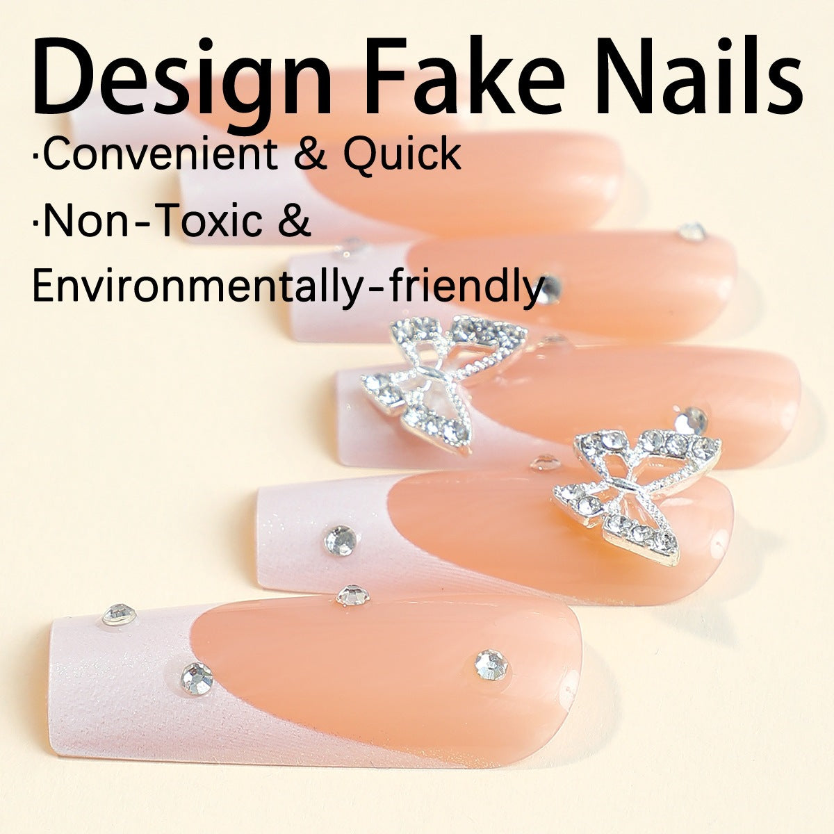 Kunstnagelset mit luxuriösem Glitzer und zarten Blumenmotiven Brehn