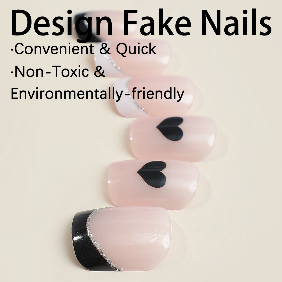 Kreatives Kunstnagelset mit süßem Herzdesign Brehn