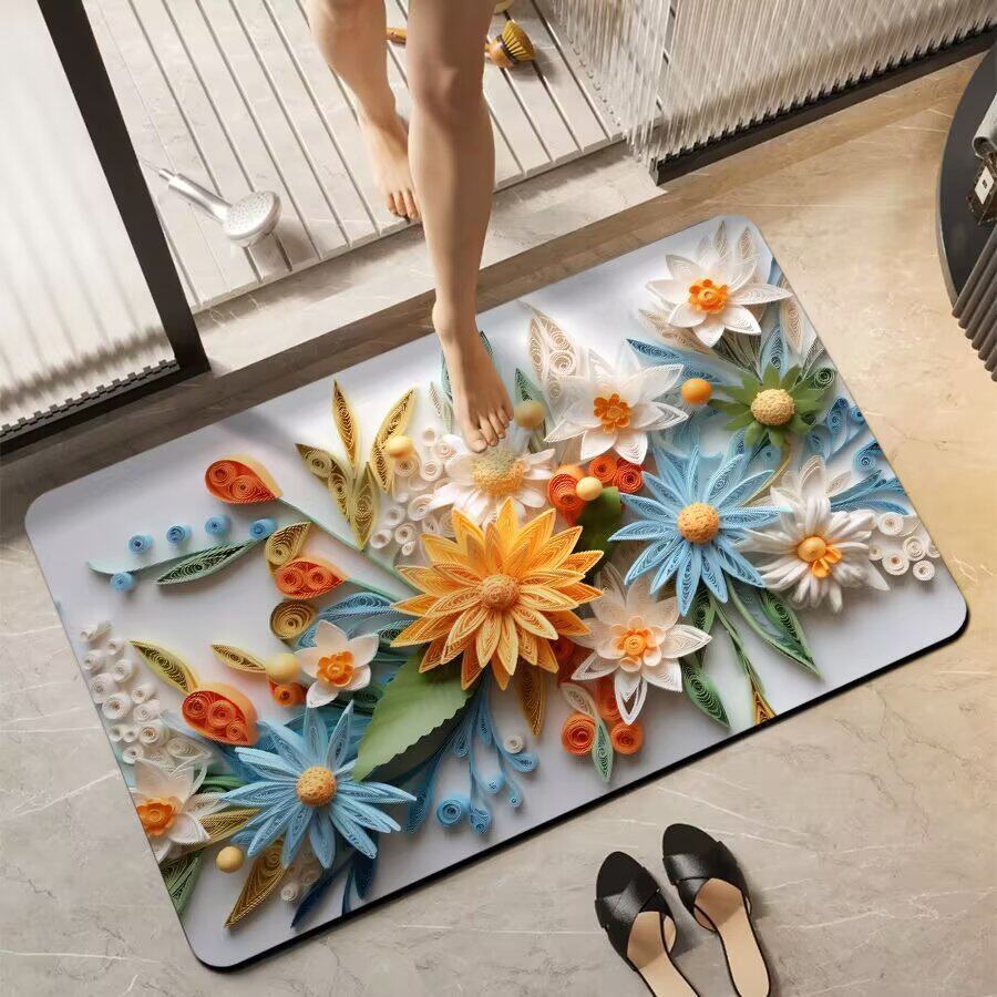 Blumenmotiv Rutschfeste Badematte Brehn