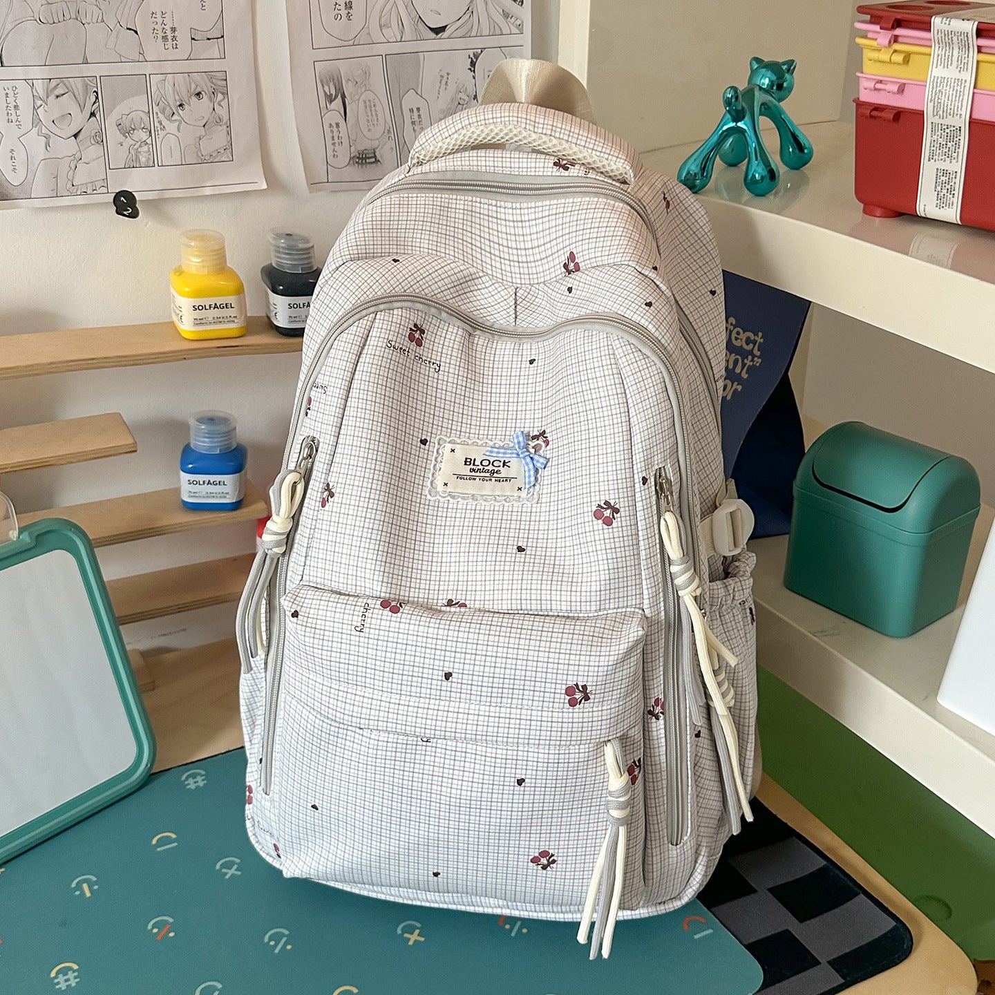 Blumenmuster Multi-Taschen Schulranzen