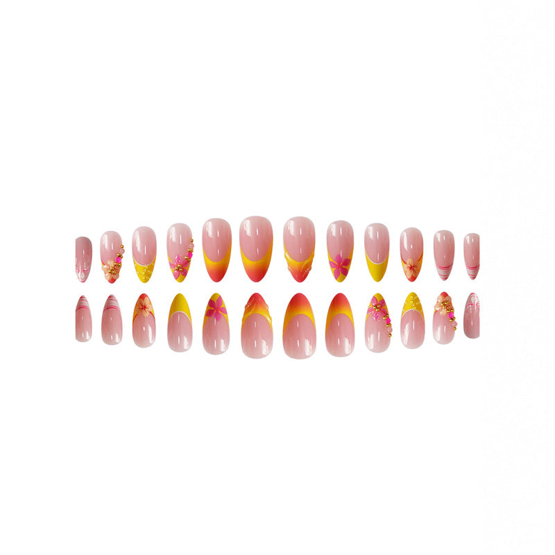 3D Floral Accent Press-On Nail Art Set Brehn