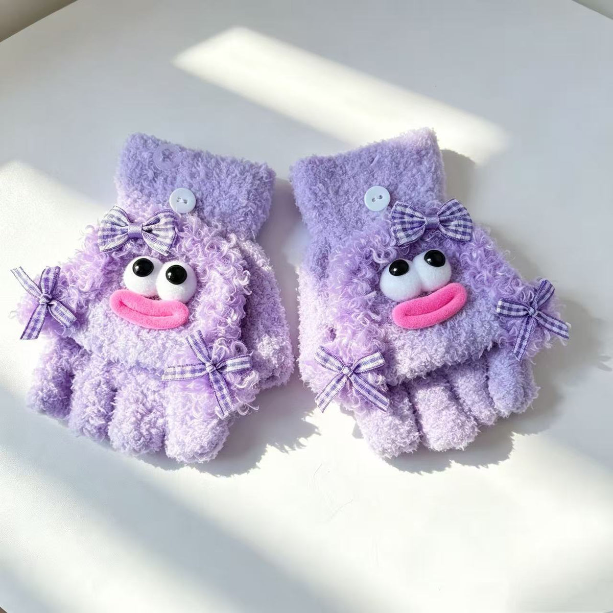 Niedliche Plüsch-Charakter-Fingerlose Handschuhe Brehn