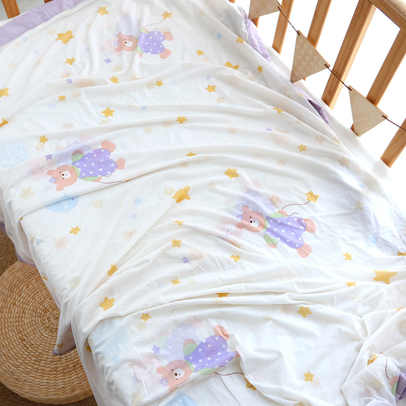 Unisex nan kuschelige Babybettdecke aus Baumwollmusselin mit atmungsaktiver Füllung und satiniertem Rand Brehn