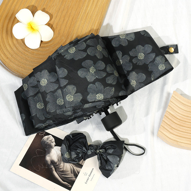 Damen Mini Faltregenschirm mit elegantem Blumendruck Brehn