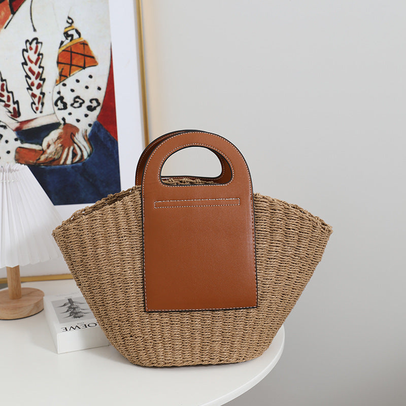 Modische Korbtasche mit Eleganten Lederakzenten Brehn