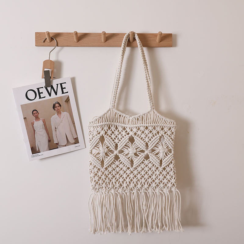 Handgeknüpfte Makramee Tasche mit Fransen Brehn