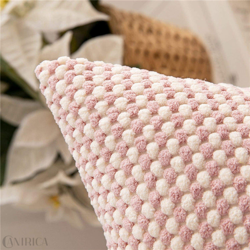 Quadratischer dekorativer Kissenbezug mit handtuftetem Pompon‑Tufting und weichem Baumwollmix Brehn
