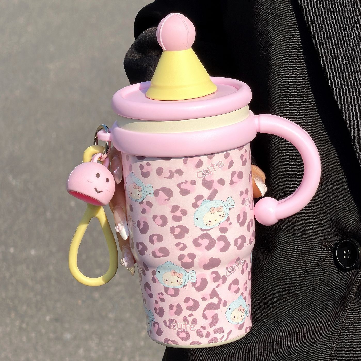 Damen Isolier-Trinkbecher mit niedlichem Katzenmotiv Brehn