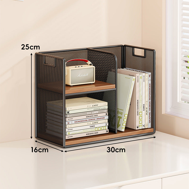 Perforiertes Metall Zwei-Ebenen Schreibtisch-Organizer-Regal mit integrierten Tragegriffen