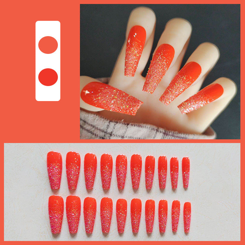 Glänzendes Langes Coffin Press-On Nails Set
