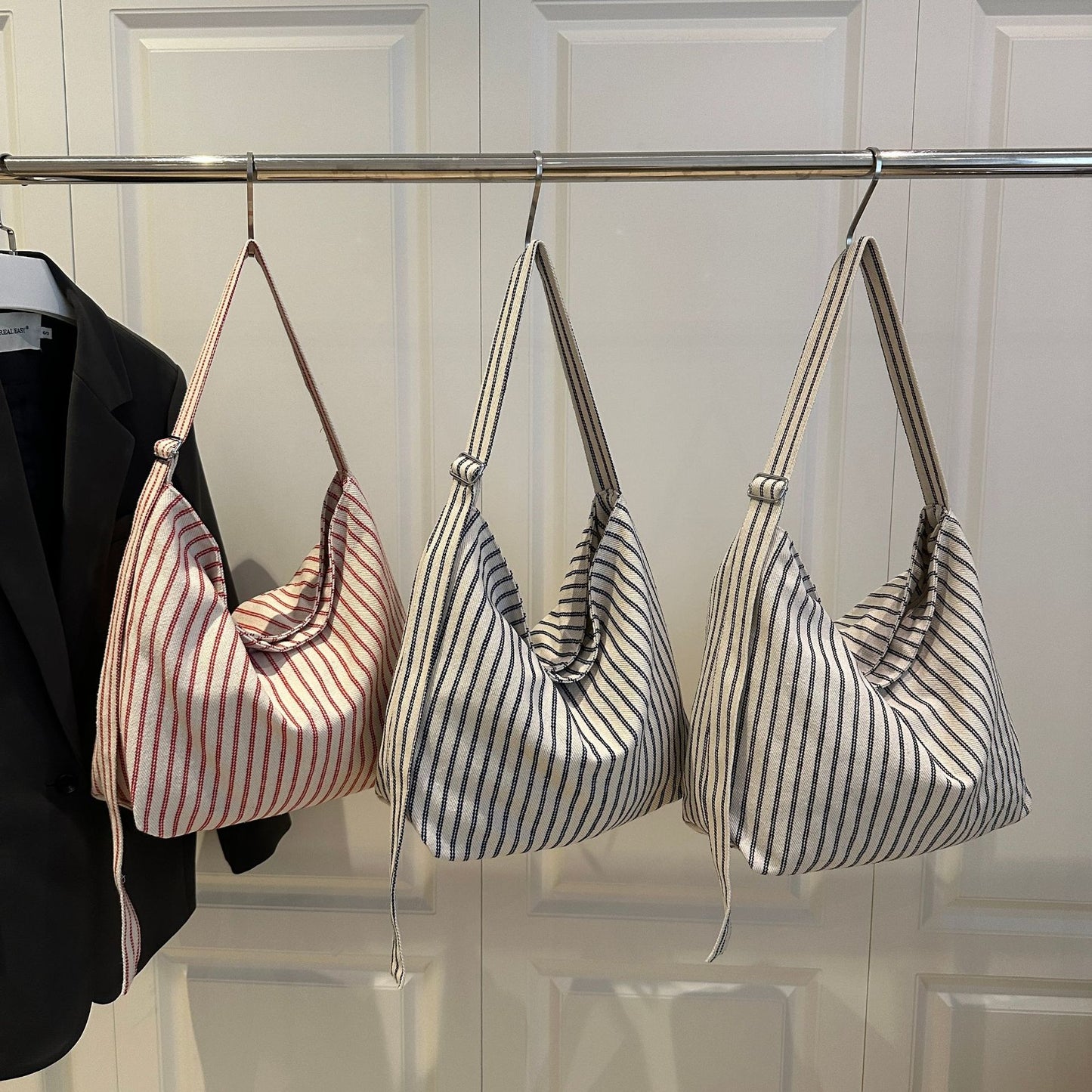 Lässige gestreifte Canvas-Shopper-Tasche Brehn