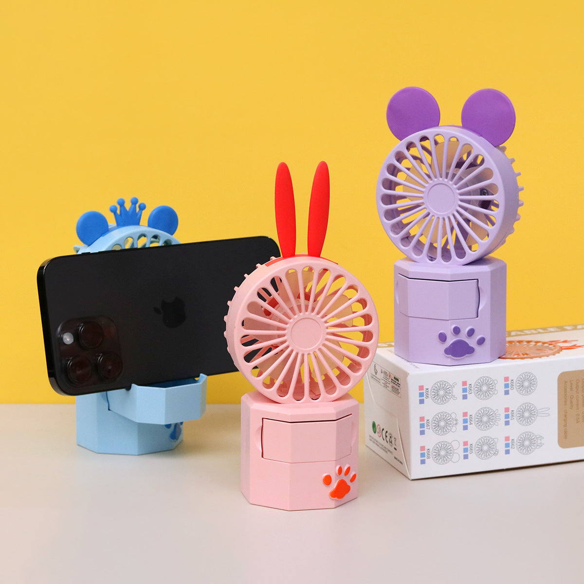 Unisex Tragbarer Mini Ventilator mit Tierohren und USB-Anschluss Brehn