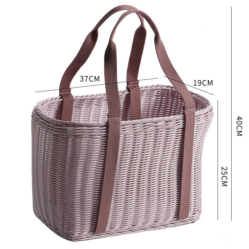 Unisex Robust geflochtener Einkaufskorb mit bequemen Stoffgriffen Brehn