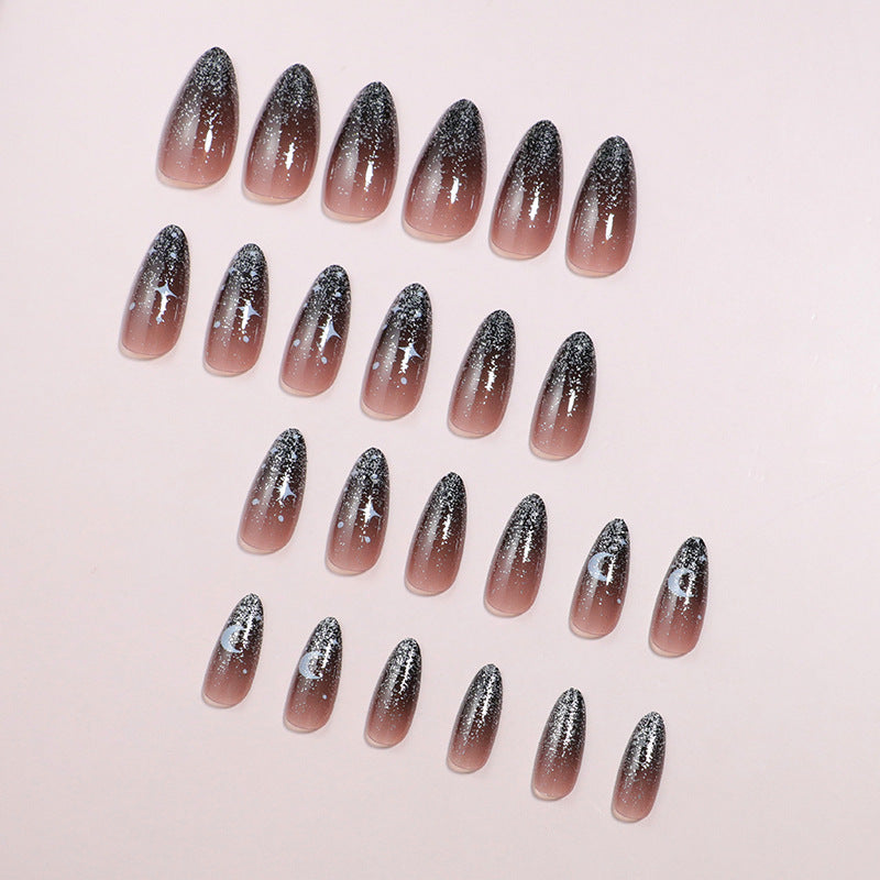 Künstlerisches Ombre Press-On Nagelset mit himmlischem Design Brehn