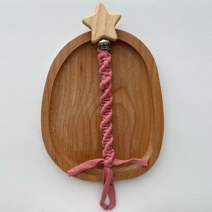 Geflochtene Baumwolle Schnuller und Beißring Clip mit Holzsternclip