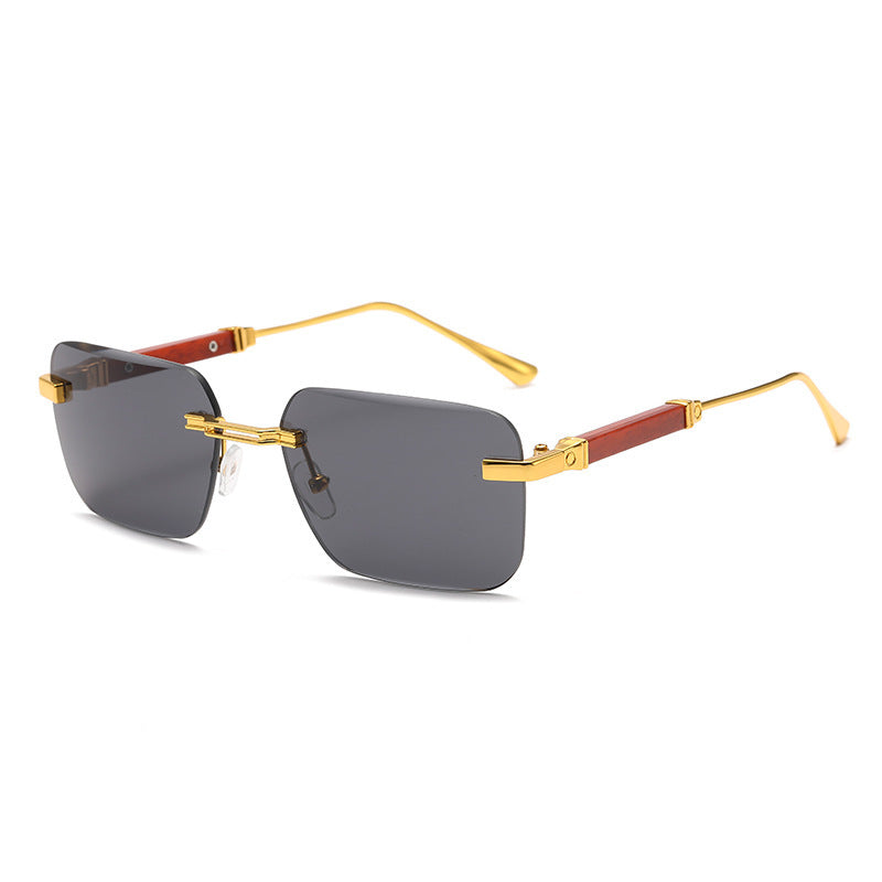 Damen modische rechteckige Sonnenbrille mit edlem Metallakzent Brehn
