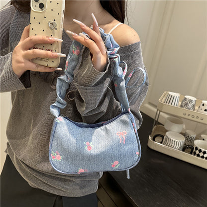 Bestickte Jeans Schultertasche Brehn