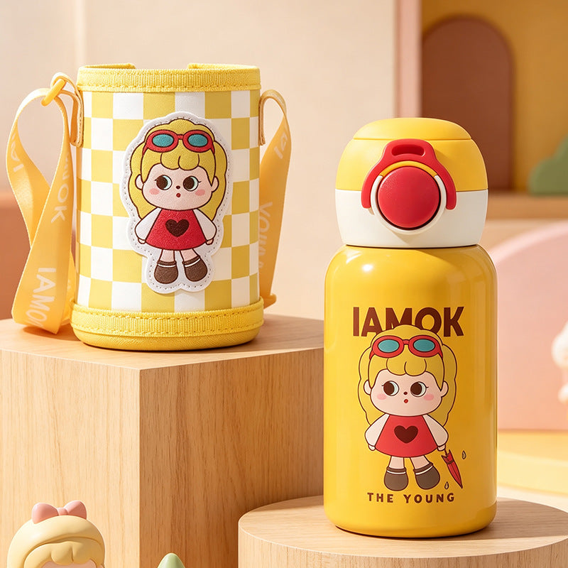 Damen Isolierflasche mit praktischem Tragegurt und verspieltem Design Brehn