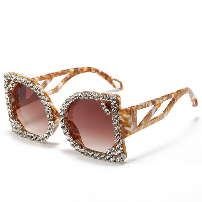 Statement Rhinestone-beschichtete sechseckige Sonnenbrille Brehn