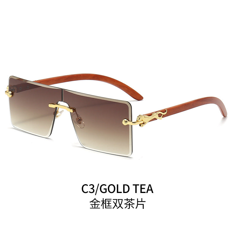 Damen oversized modische Sonnenbrille mit luxuriösen Holz- und Metallelementen Brehn