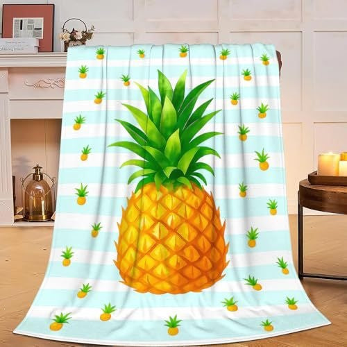 Spaßige tropische Ananas-Motiv Fleece-Wurfdecke