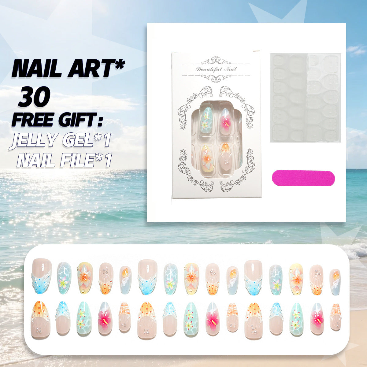 Dekoratives Press-On Nagelkunst-Set