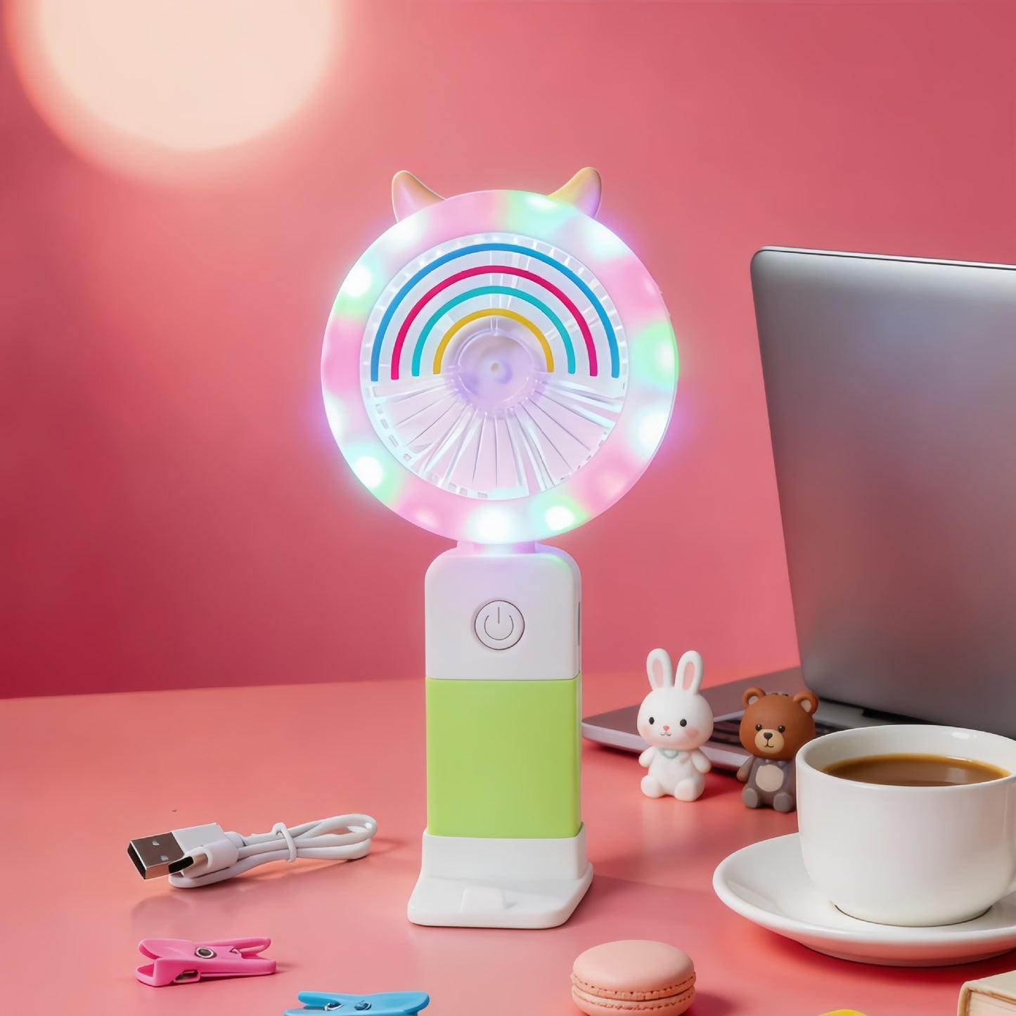 Damen Tragbarer LED Handventilator mit kreativen Lichteffekten Brehn