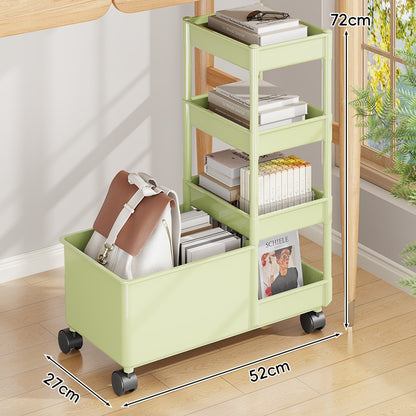 Multi-Ebenen Rollwagen mit tiefem Behälter und stapelbaren Tray-Regalen