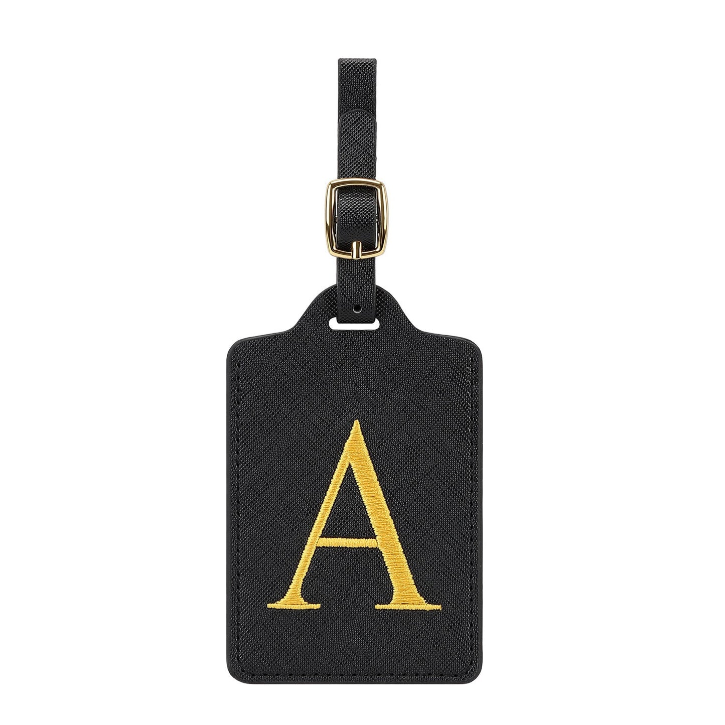 gesticktes Initialen-Monogramm-Leder-Gepäckanhänger mit verstellbarem Schnallenriemen Brehn