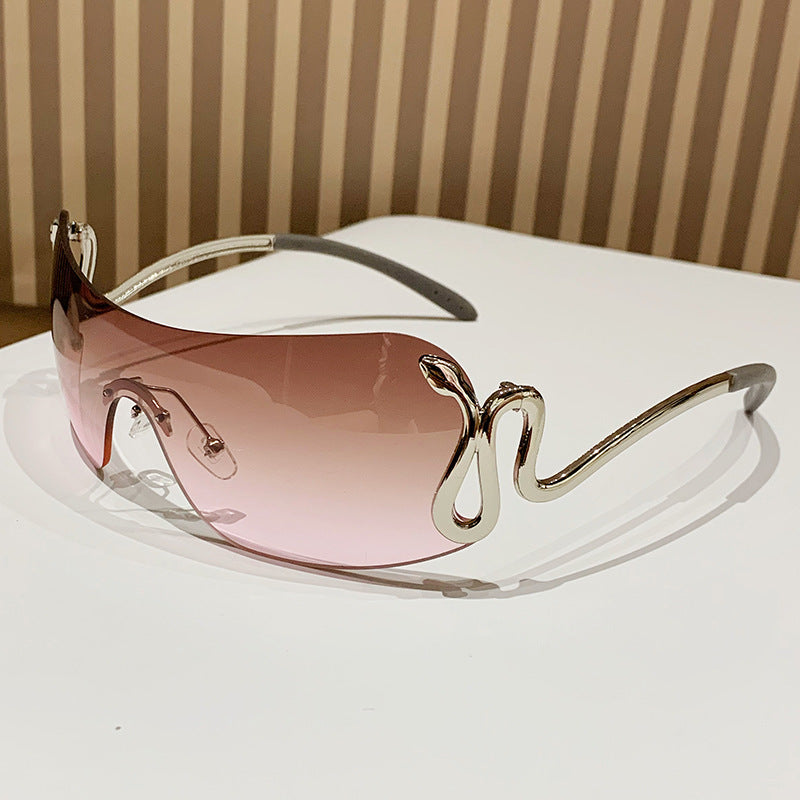 Damen modische Oversized-Sonnenbrille mit innovativem Metallrahmen und einzigartigem Design Brehn